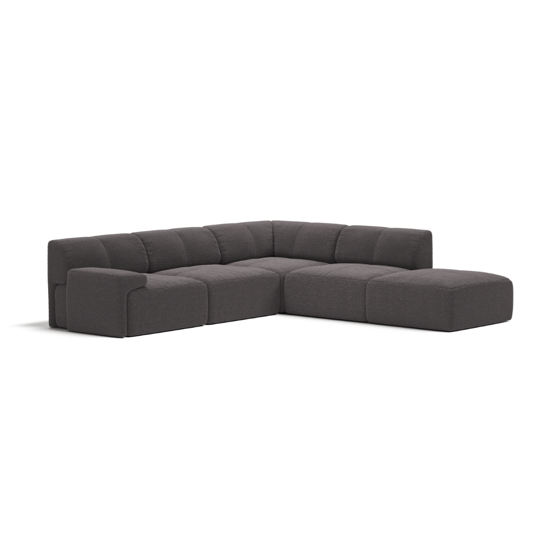 Graphite Bouclé 5 Seater L-shape Extended