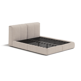 Delve Bed Frame | Fabric Upholstered Bed Frame | Ecru Chenille | Light Grey