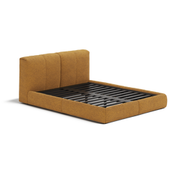 Delve Bed Frame | Fabric Upholstered Bed Frame | Mustard Chenille | Orange Yellow