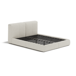 Delve Bed Frame | Fabric Upholstered Bed Frame | Natural Wool Boucle | White