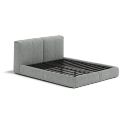 Delve Bed Frame | Fabric Upholstered Bed Frame | Pewter Chunky Weave | Dark Grey