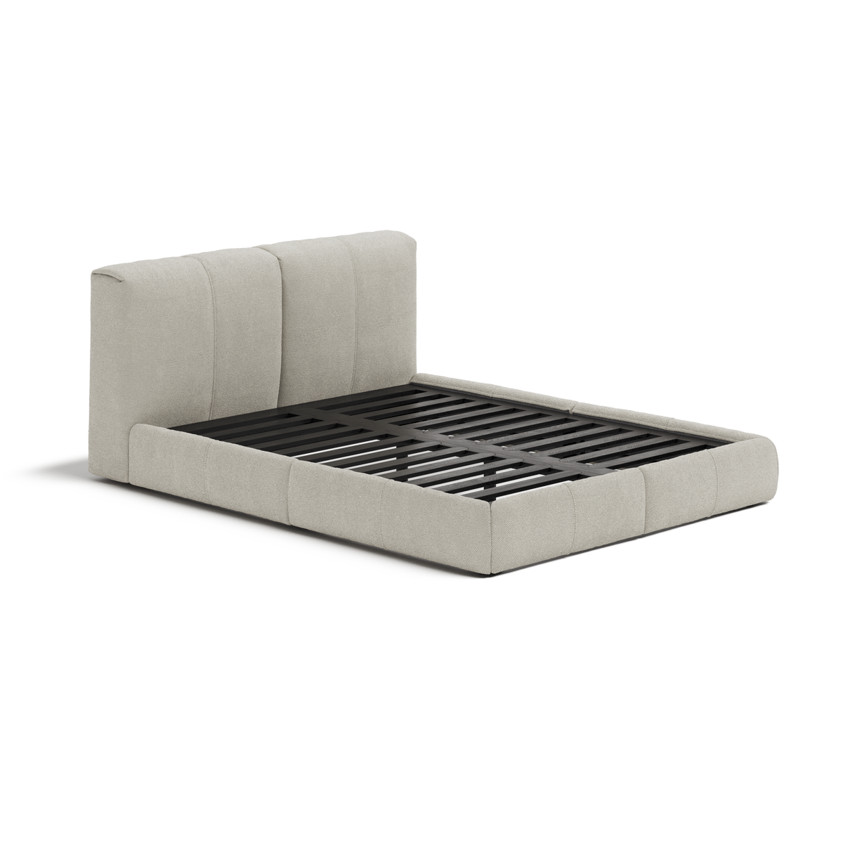 Delve Bed Frame | Fabric Upholstered Bed Frame | Sand Chunky Weave | Oatmeal Grey 